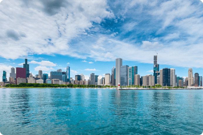 A view of Chicago skyline from the water