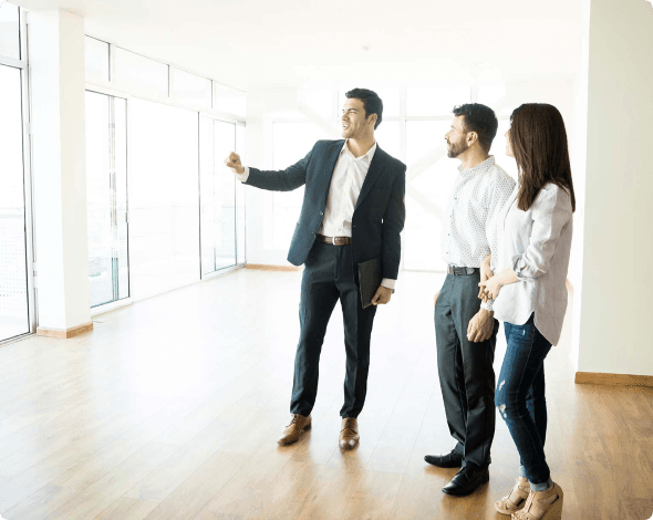 realtor showing property to prospective buyers